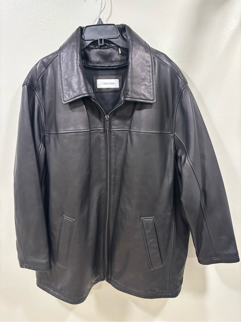 Vintage Calvin Klein Men’s Black Leather Jacket 2007 Complete w/ Zip-Out Vest